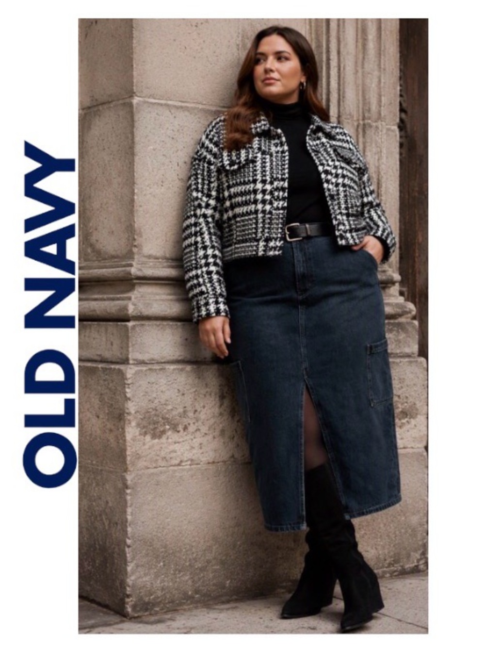 22W Old Navy Drapey Denim Mid Rise Cargo Maxi Skirt